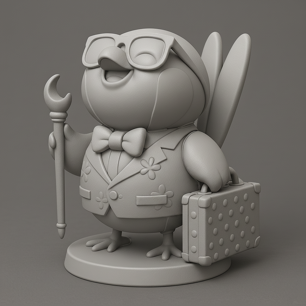 silhouette 3d printer maker-3d portrait printing_Charming Business Bird Figurine