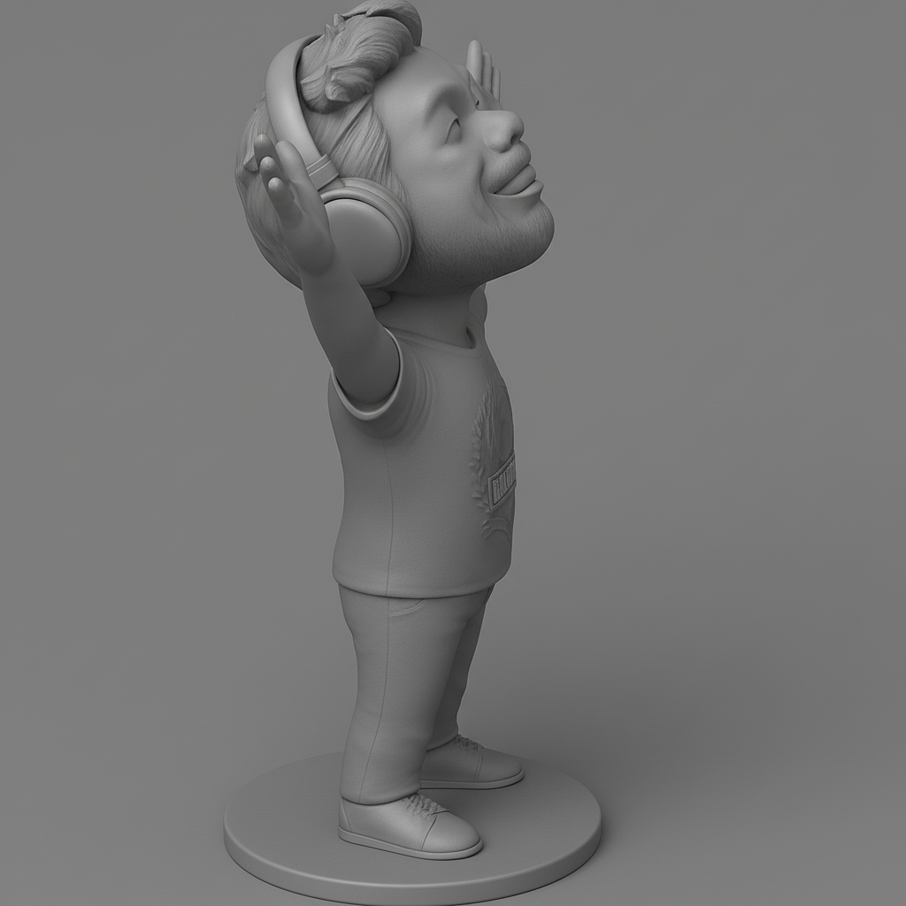 face anatomy 3d model-create 3d face model from photo_Joyful Balubal Music Lover Figurine: Pure Audio Bliss