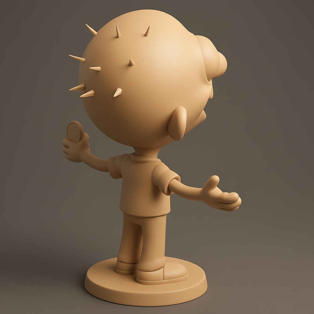 silhouette 3d printer maker-3d portrait printing_Cheerful Cartoon Character Figurine