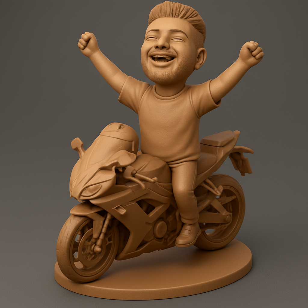 face anatomy 3d model-create 3d face model from photo_Thrilled Rider: Dynamic Sport Bike Figurine