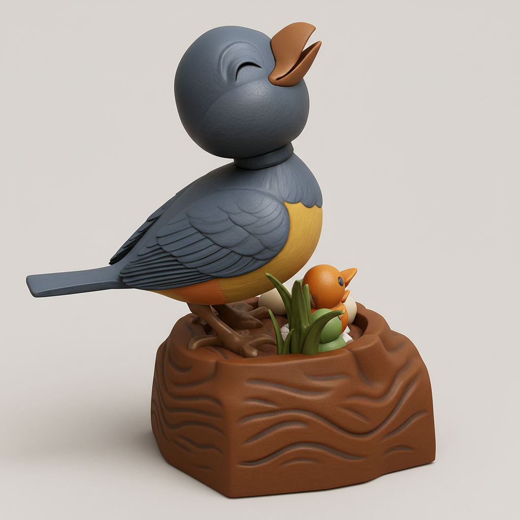 face anatomy 3d model-create 3d face model from photo_Singing Bird & Hatchlings: A Joyful Nest Scene