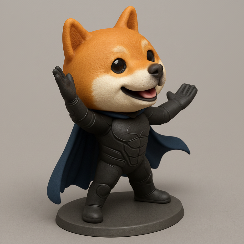 face to 3d model ai-3D portrait printing from photo_Mighty Shiba-Man: Adorable Superhero Dog Figurine