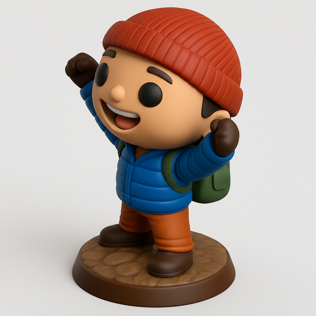 face anatomy 3d model-create 3d face model from photo_Joyful Hiker Figurine: Celebrate Every Adventure!