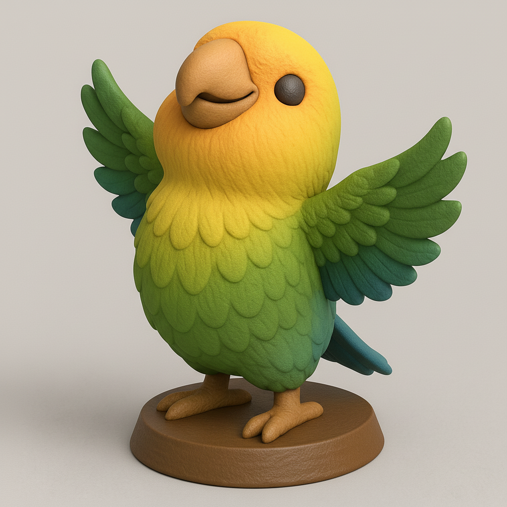 silhouette 3d printer maker-3d portrait printing_Charming Colorful Parrot Figurine