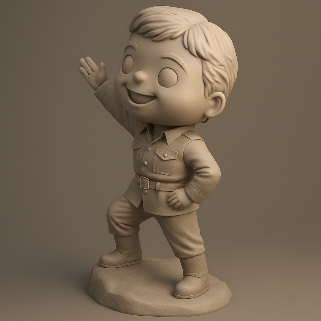 face to 3d model ai-3D portrait printing from photo_Smiling Adventure Boy Figurine - Your Next Fun Print!