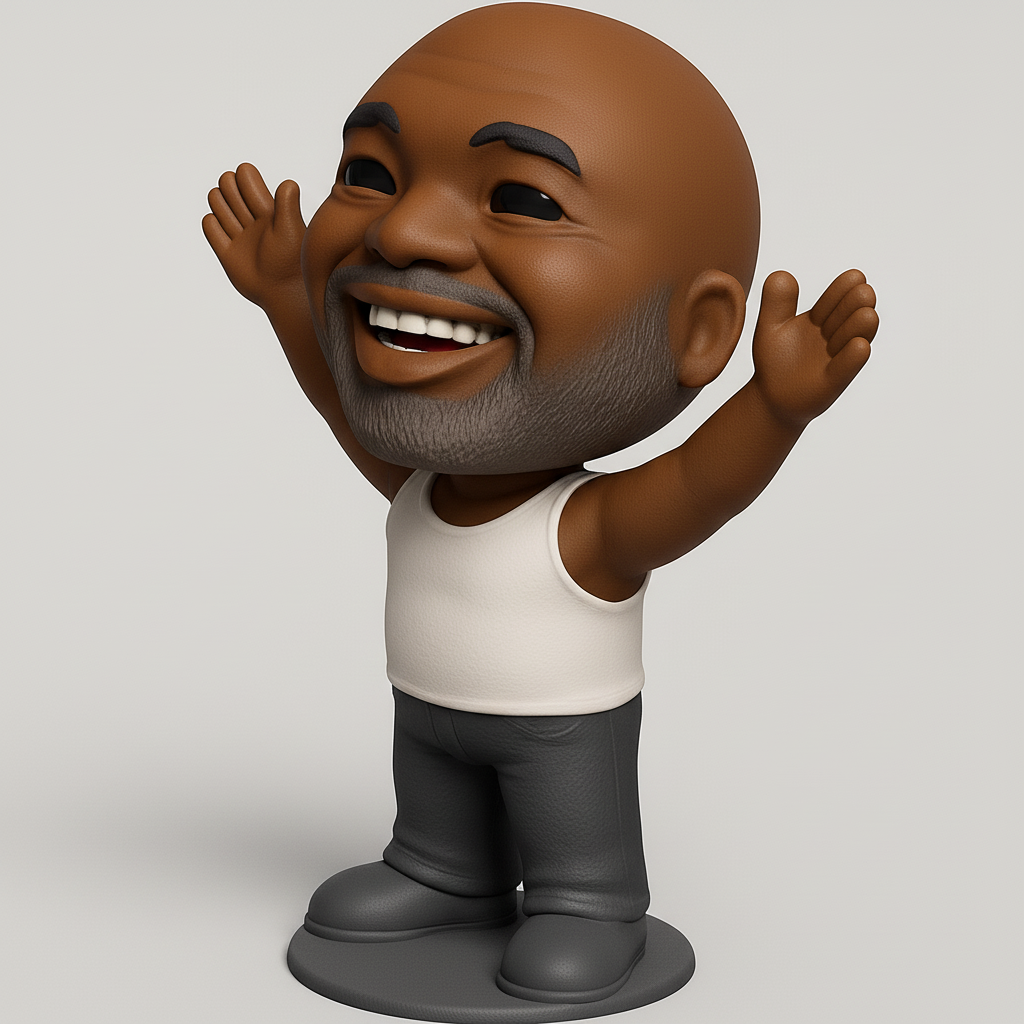 face to 3d model ai-3D portrait printing from photo_Positive Vibes Desk Buddy: Happy Man Figure