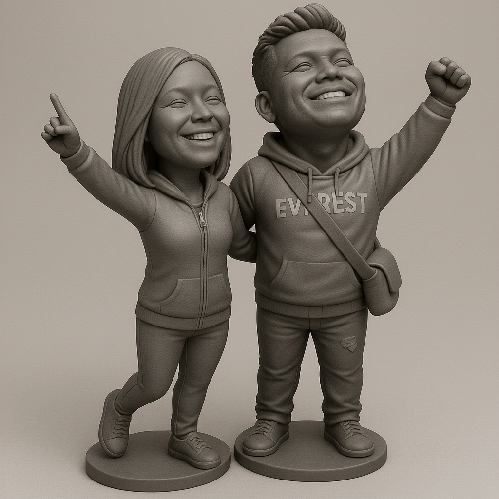 face anatomy 3d model-create 3d face model from photo_Joyful Duo: Celebrate Togetherness in 3D