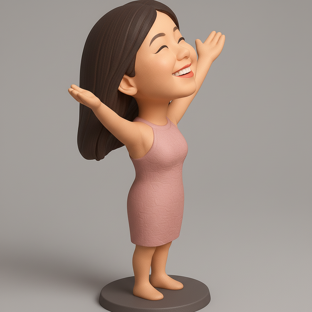 face anatomy 3d model-create 3d face model from photo_Joyful 3D Figurine with Outstretched Arms