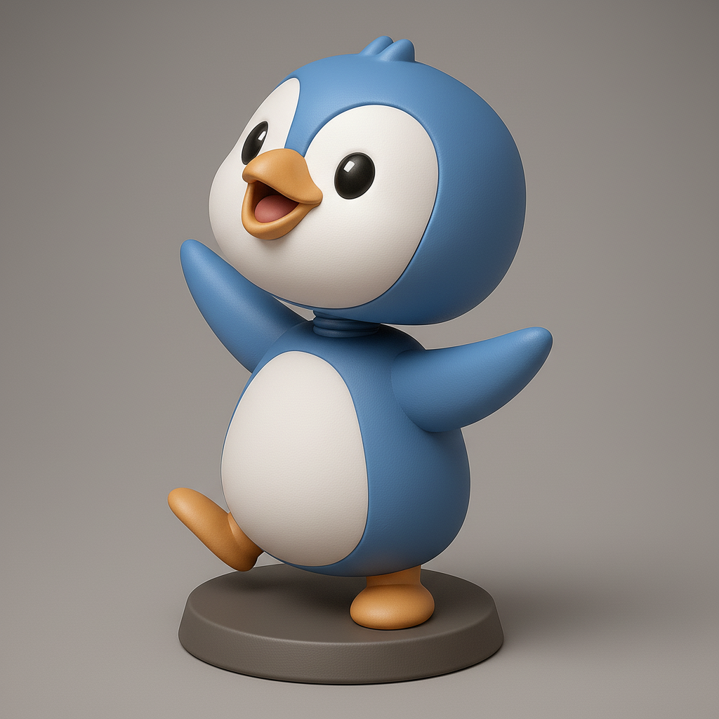 face anatomy 3d model-create 3d face model from photo_Joyful Penguin Figurine for 3D Printing