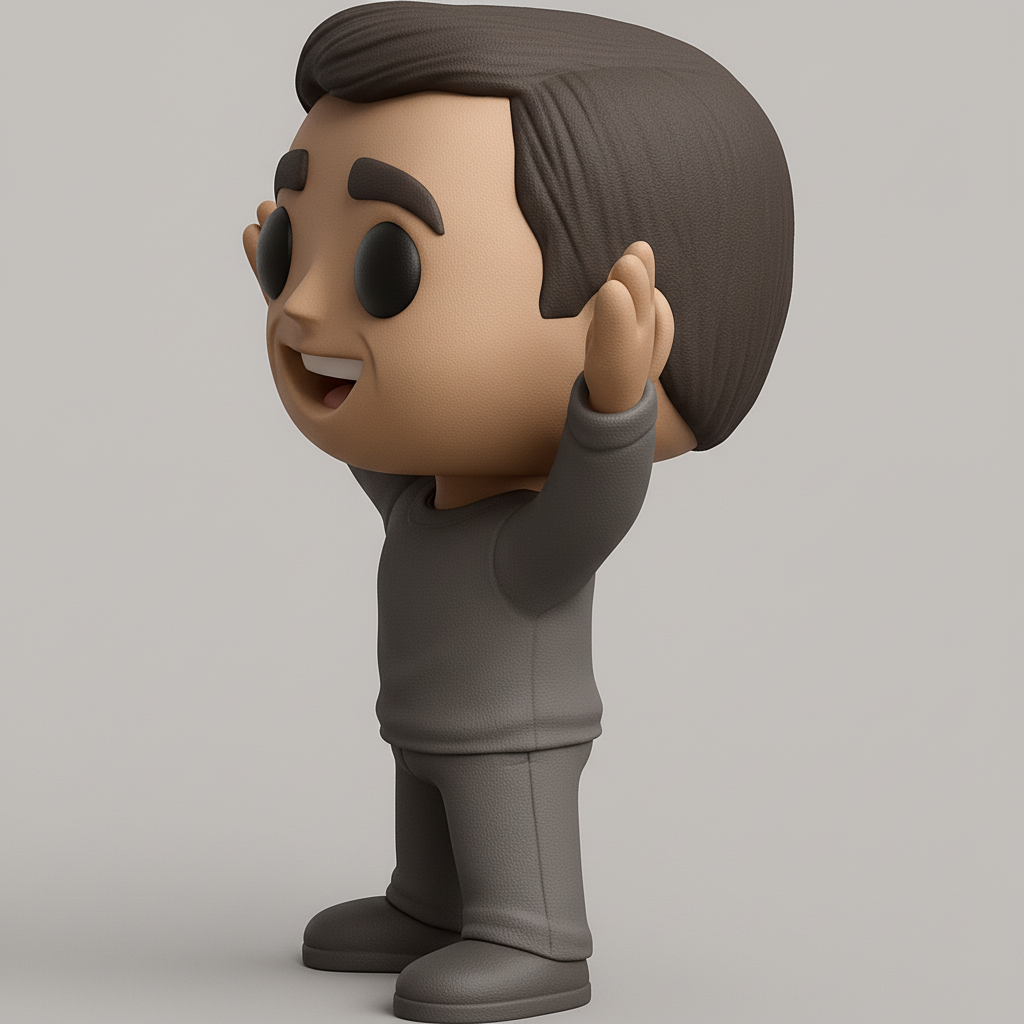 face anatomy 3d model-create 3d face model from photo_Funko-Style Cheerful Character | Easy 3D Print Model