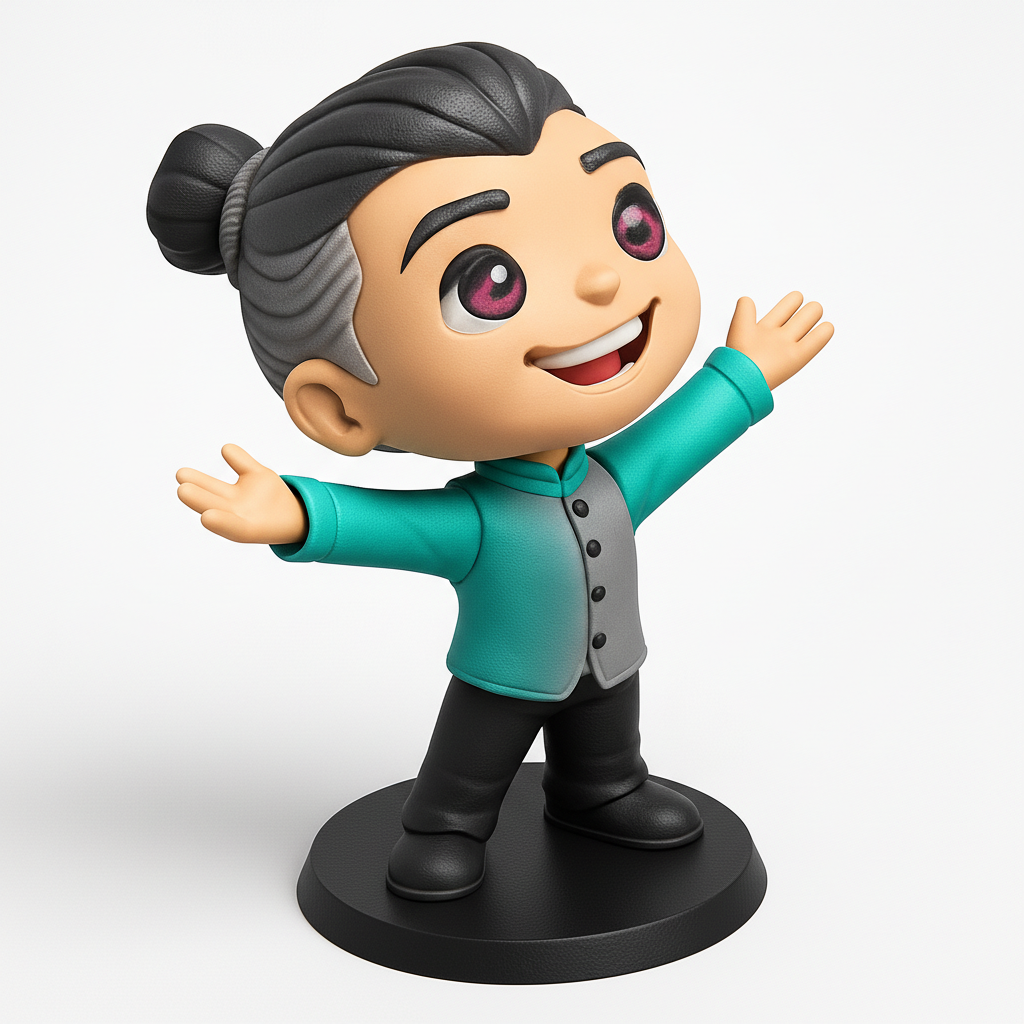 face to 3d model ai-3D portrait printing from photo_Cheerful Welcoming Pose Figurine