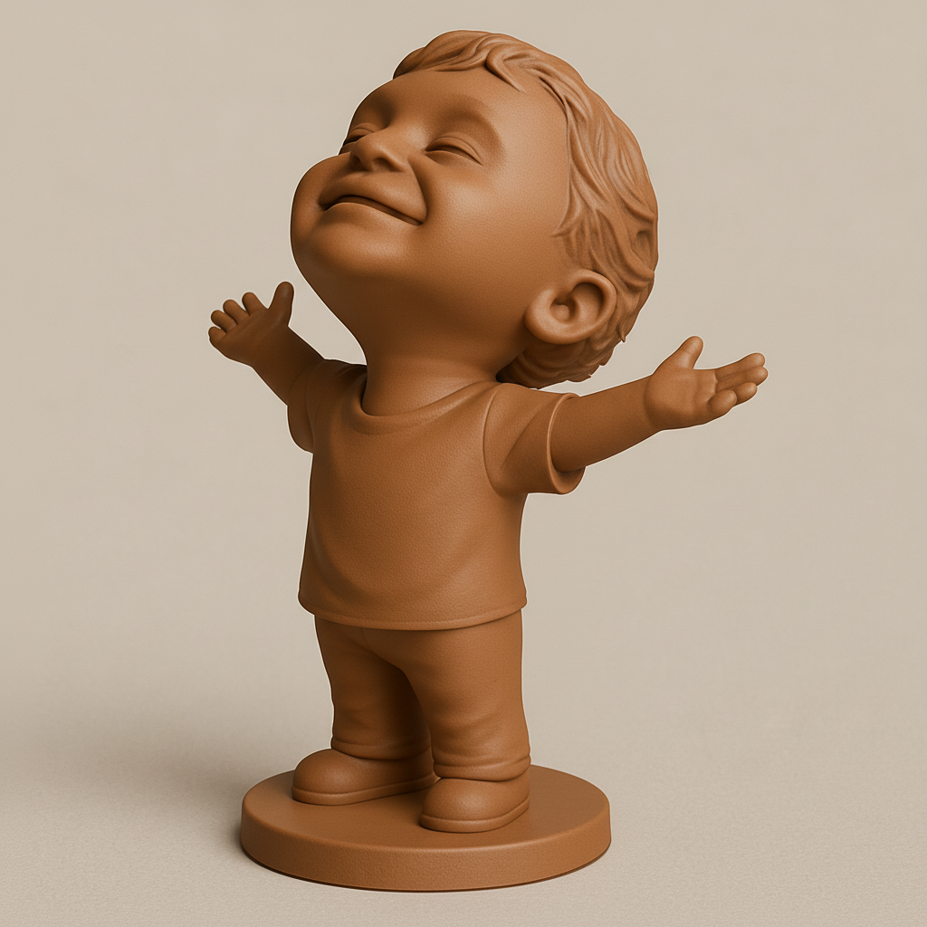 silhouette 3d printer maker-3d portrait printing_Cheerful Child Figurine: A Symbol of Pure Joy!