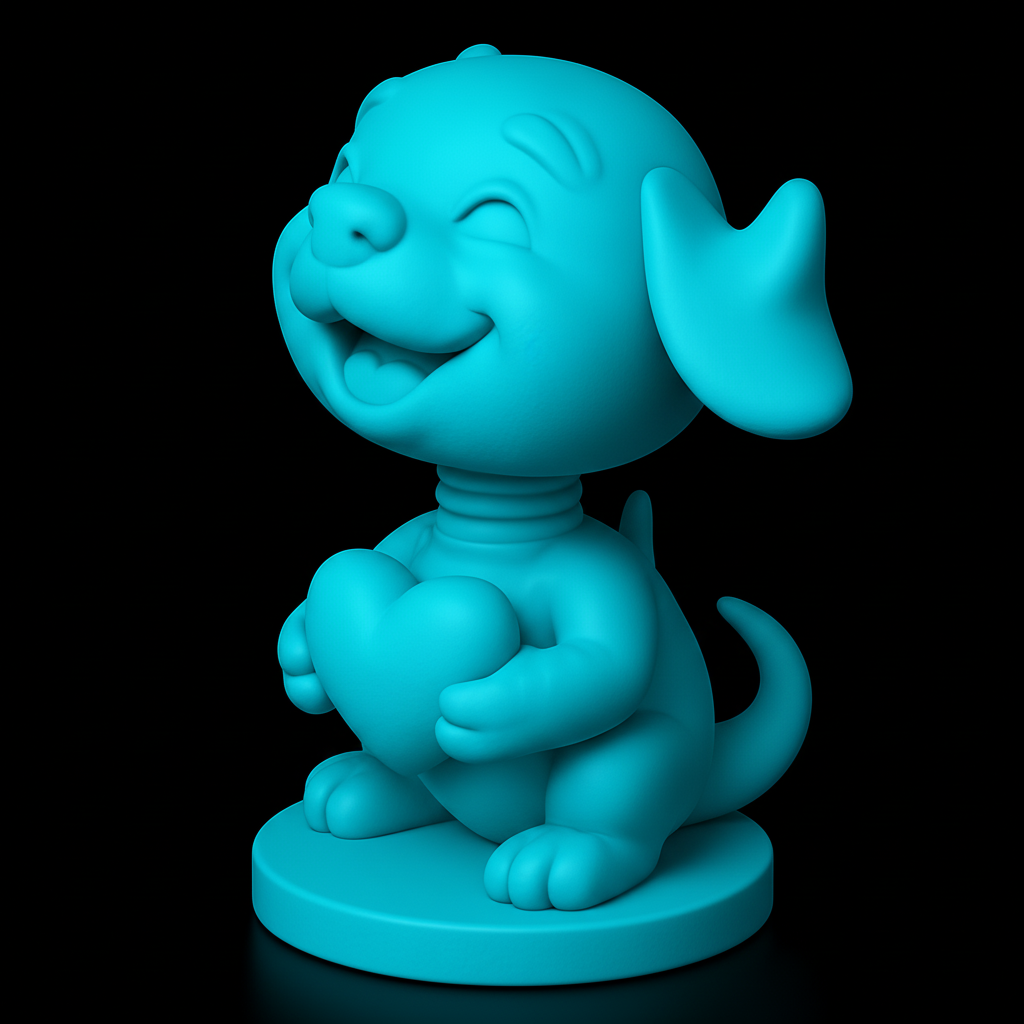 face anatomy 3d model-create 3d face model from photo_Happy Puppy Bobblehead with Heart - Desk & Gift Charm!