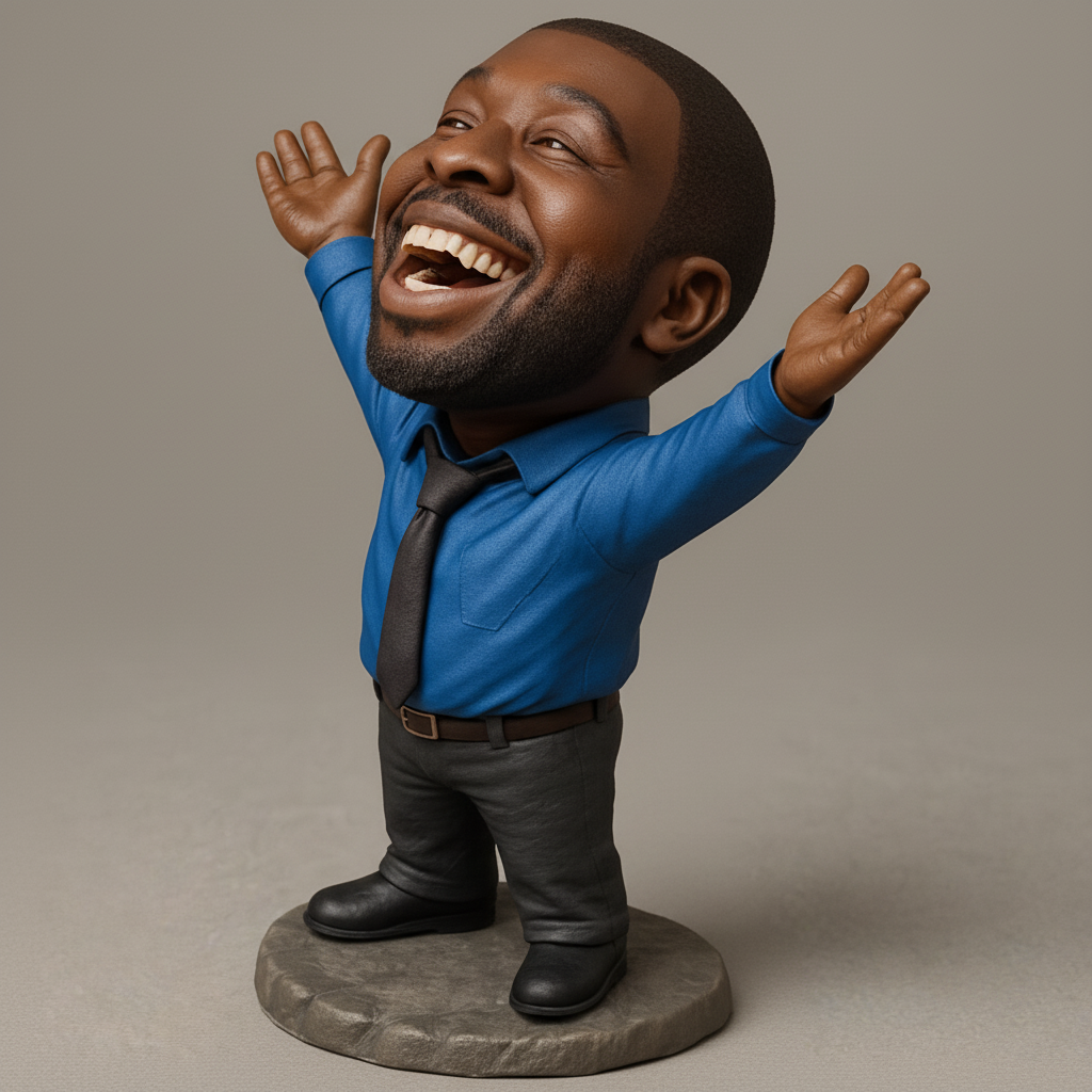 face to 3d model ai-3D portrait printing from photo_Joyful Executive Bobblehead Statue