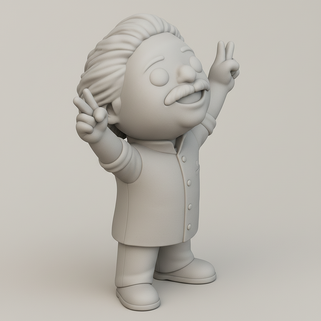 face anatomy 3d model-create 3d face model from photo_Chibi Genius Peace Sign Figure - Fun Desk Buddy