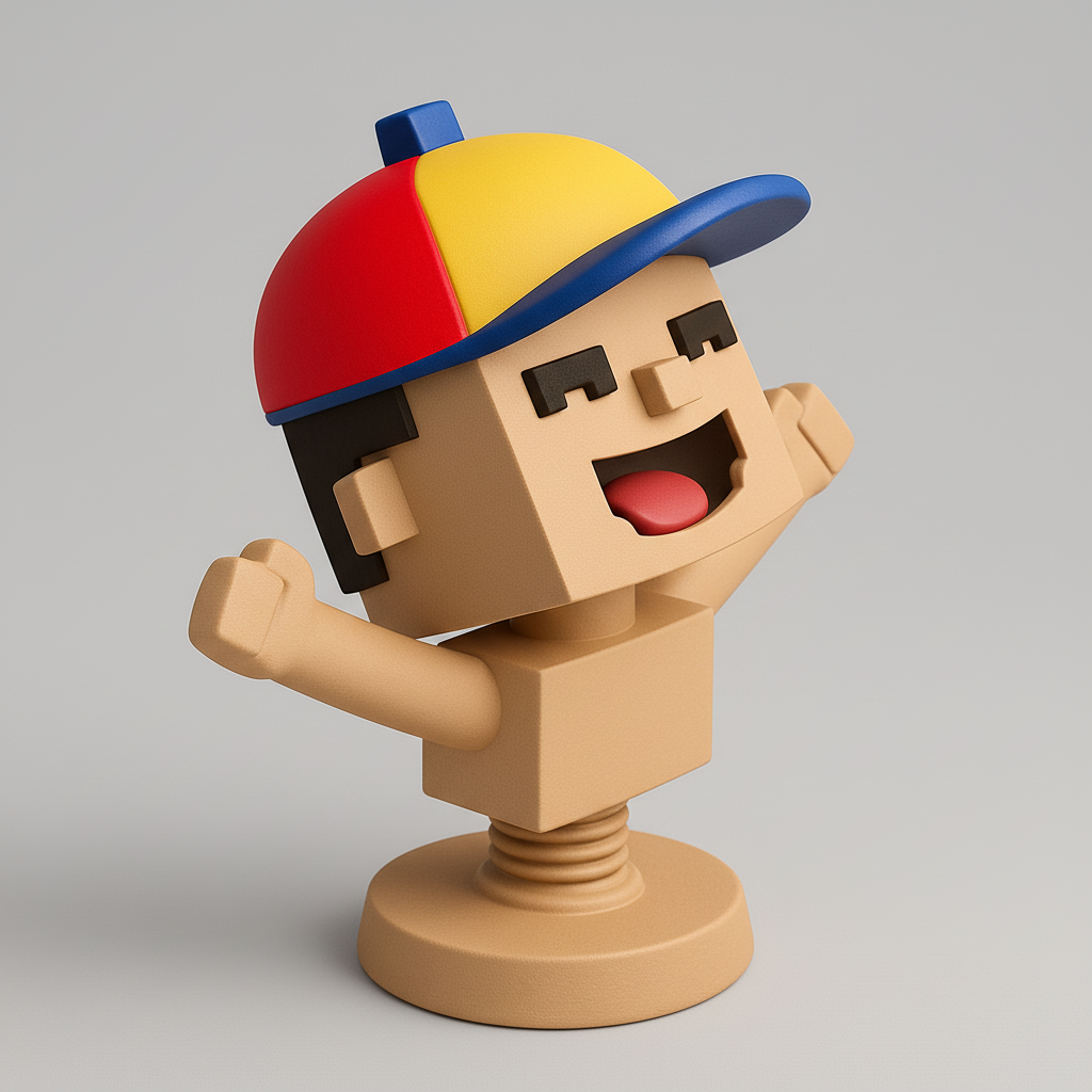 silhouette 3d printer maker-3d portrait printing_Joyful Character Figurine with Cap