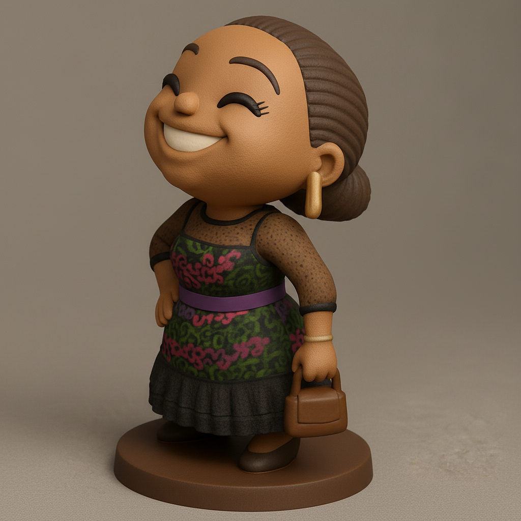 face to 3d model ai-3D portrait printing from photo_Joyful Spirit Figurine: Happy Woman Collectible