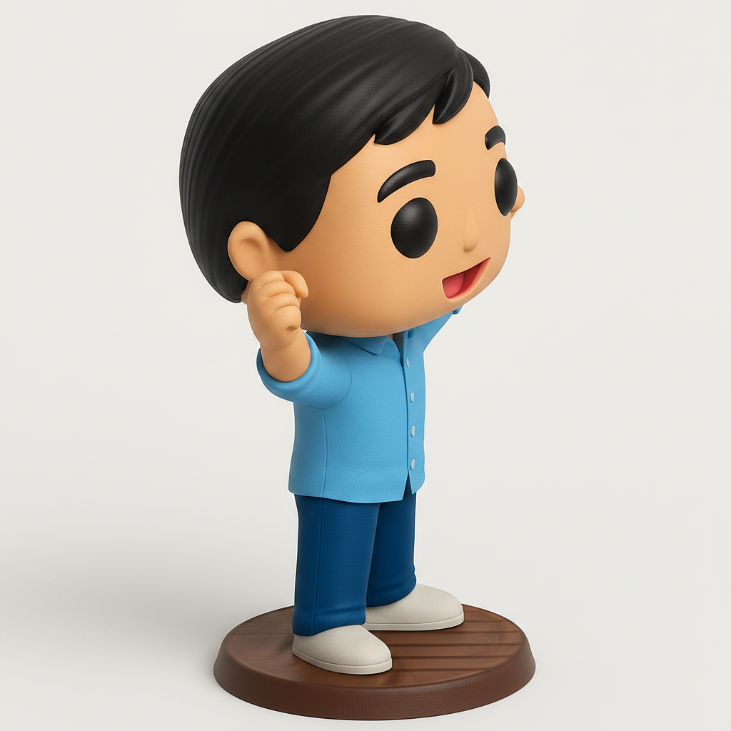 face to 3d model ai-3D portrait printing from photo_Victory Pose Figurine: Celebrate Success & Good Vibes