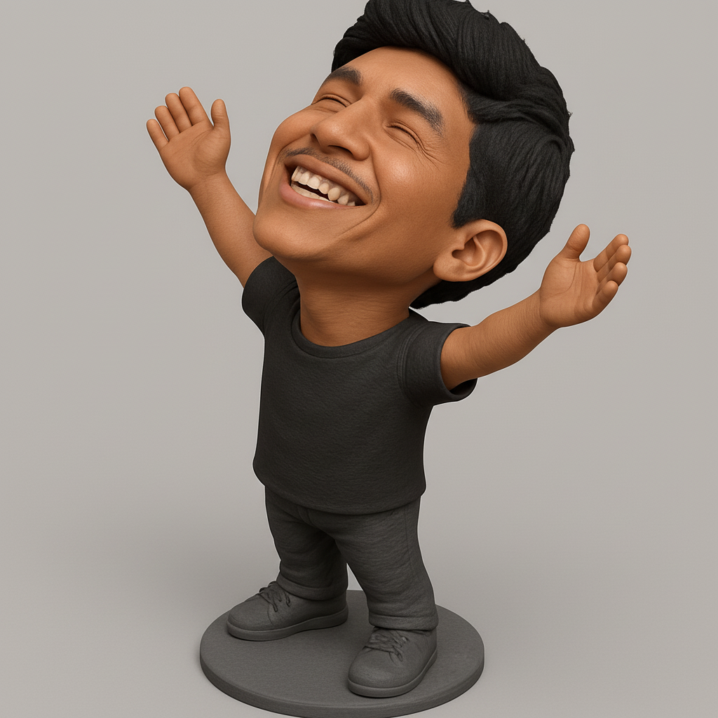 face to 3d model ai-3D portrait printing from photo_Embrace Joy: Uplifting Happy Character Figurine