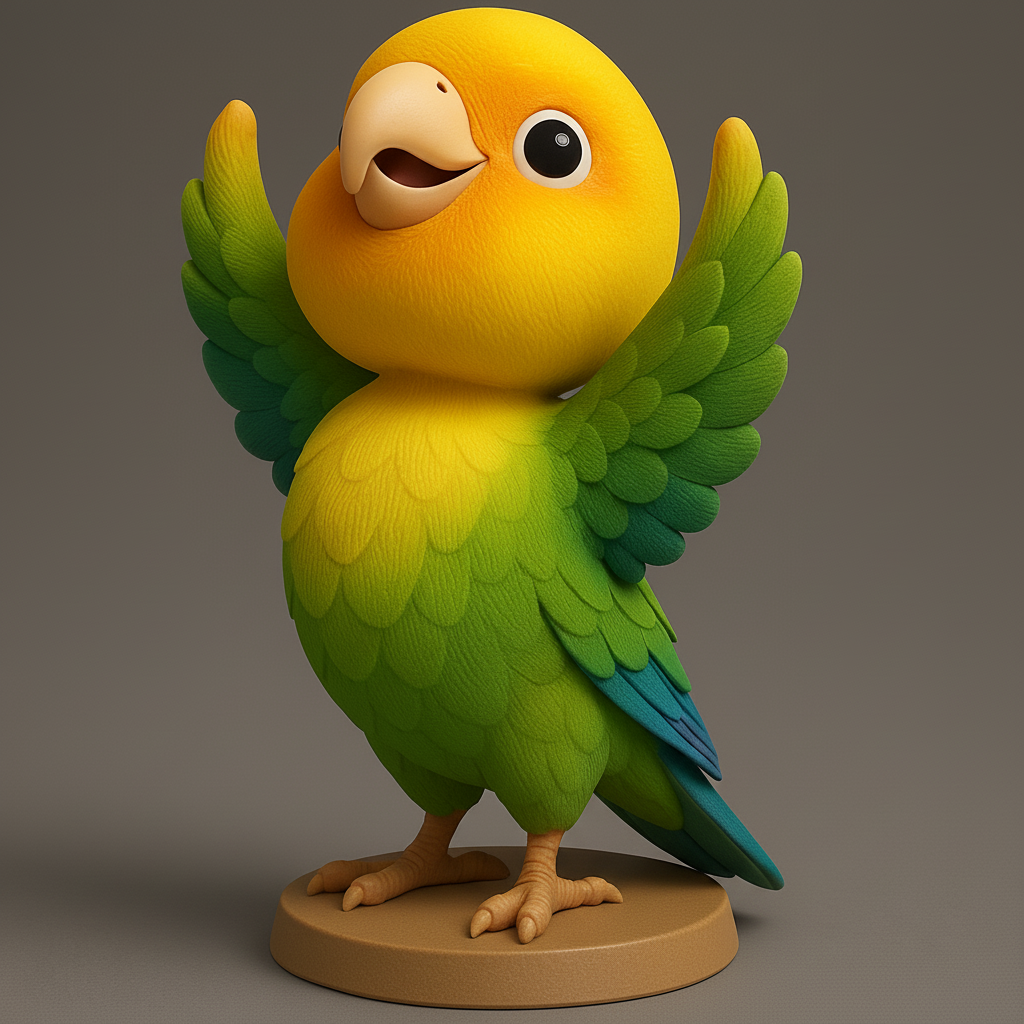 face anatomy 3d model-create 3d face model from photo_Cheerful Parrot Figurine for 3D Printing