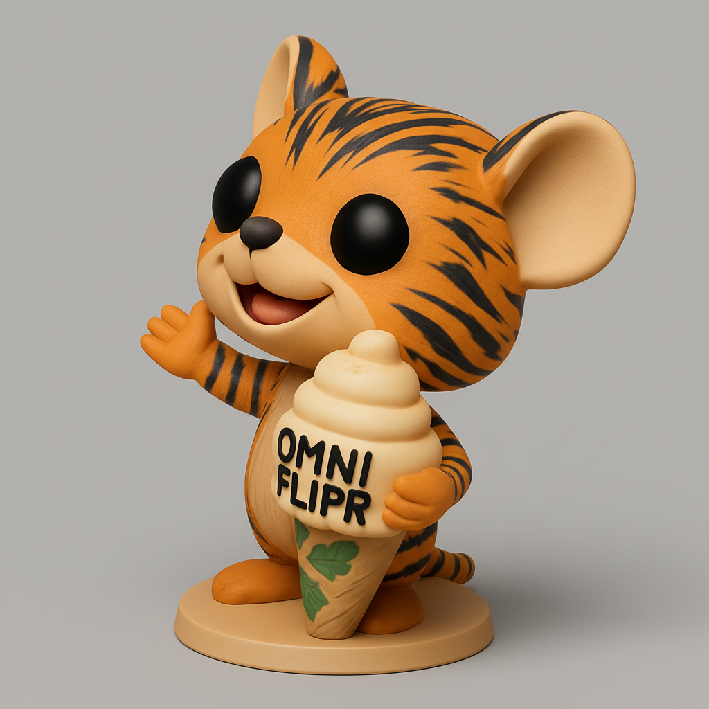 face to 3d model ai-3D portrait printing from photo_Sweet Omni Flipr Tiger: Collectible Desk Companion