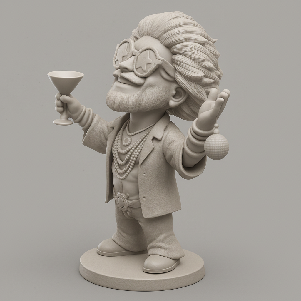 face anatomy 3d model-create 3d face model from photo_Disco King Figurine: Party On! Groovy 3D Print