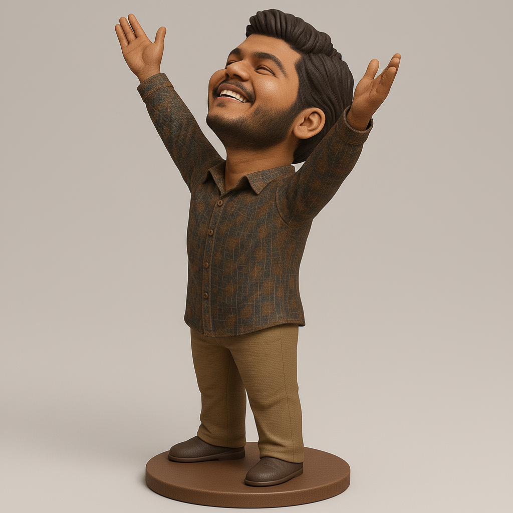 face anatomy 3d model-create 3d face model from photo_Joyful Figurine with Open Arms