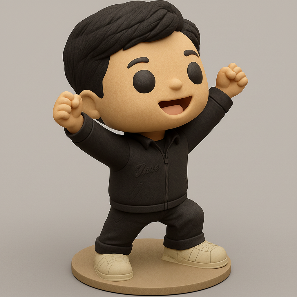 face to 3d model ai-3D portrait printing from photo_Dynamic 'Fame' Funko Style Figure - Celebrate Success!