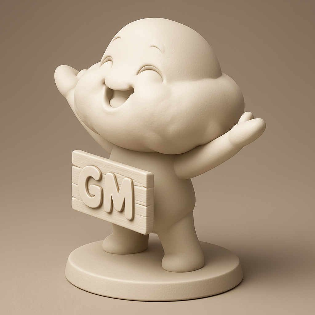 silhouette 3d printer maker-3d portrait printing_Cheerful Cloud Character with GM Sign