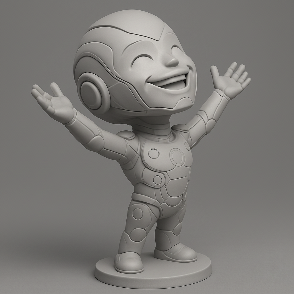 silhouette 3d printer maker-3d portrait printing_Uplifting Robot Pal: Share a Smile 3D Print