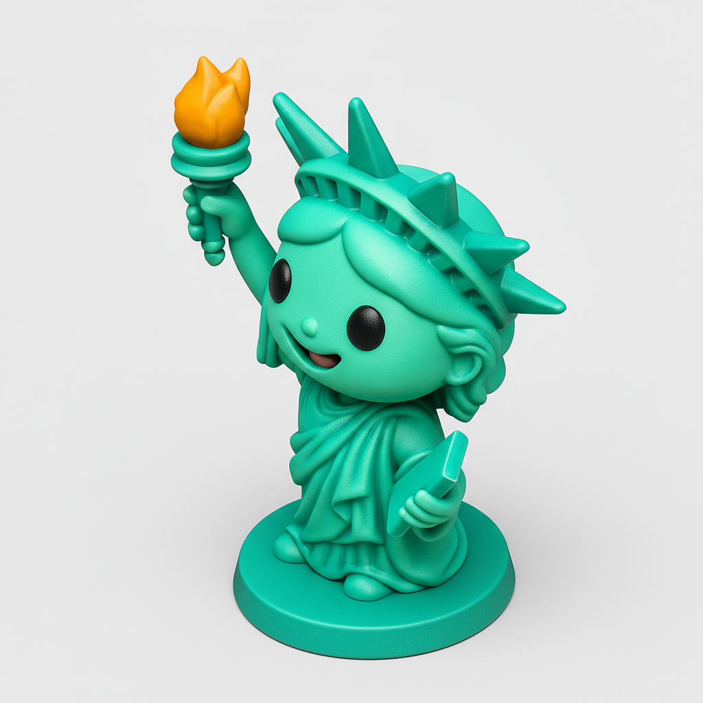 face to 3d model ai-3D portrait printing from photo_Chibi Lady Liberty: Iconic Symbol, Fun Print!