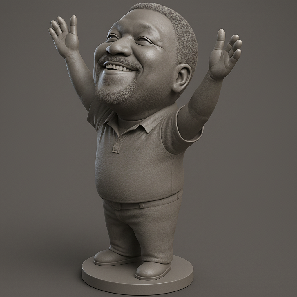 face to 3d model ai-3D portrait printing from photo_Spread Joy! Happy Man Celebration Figurine 3D Print