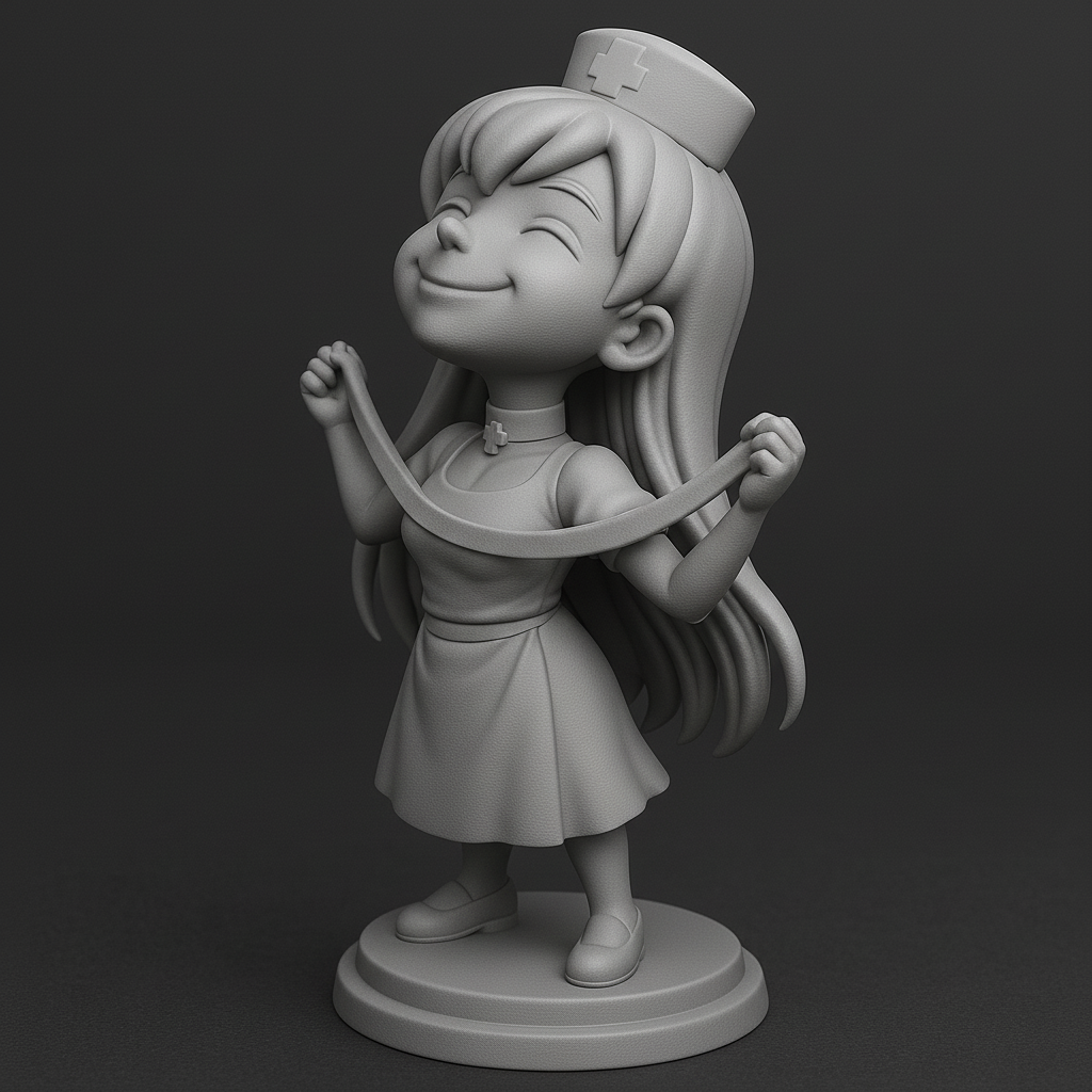 face anatomy 3d model-create 3d face model from photo_Cheerful Nurse Figurine for 3D Printing