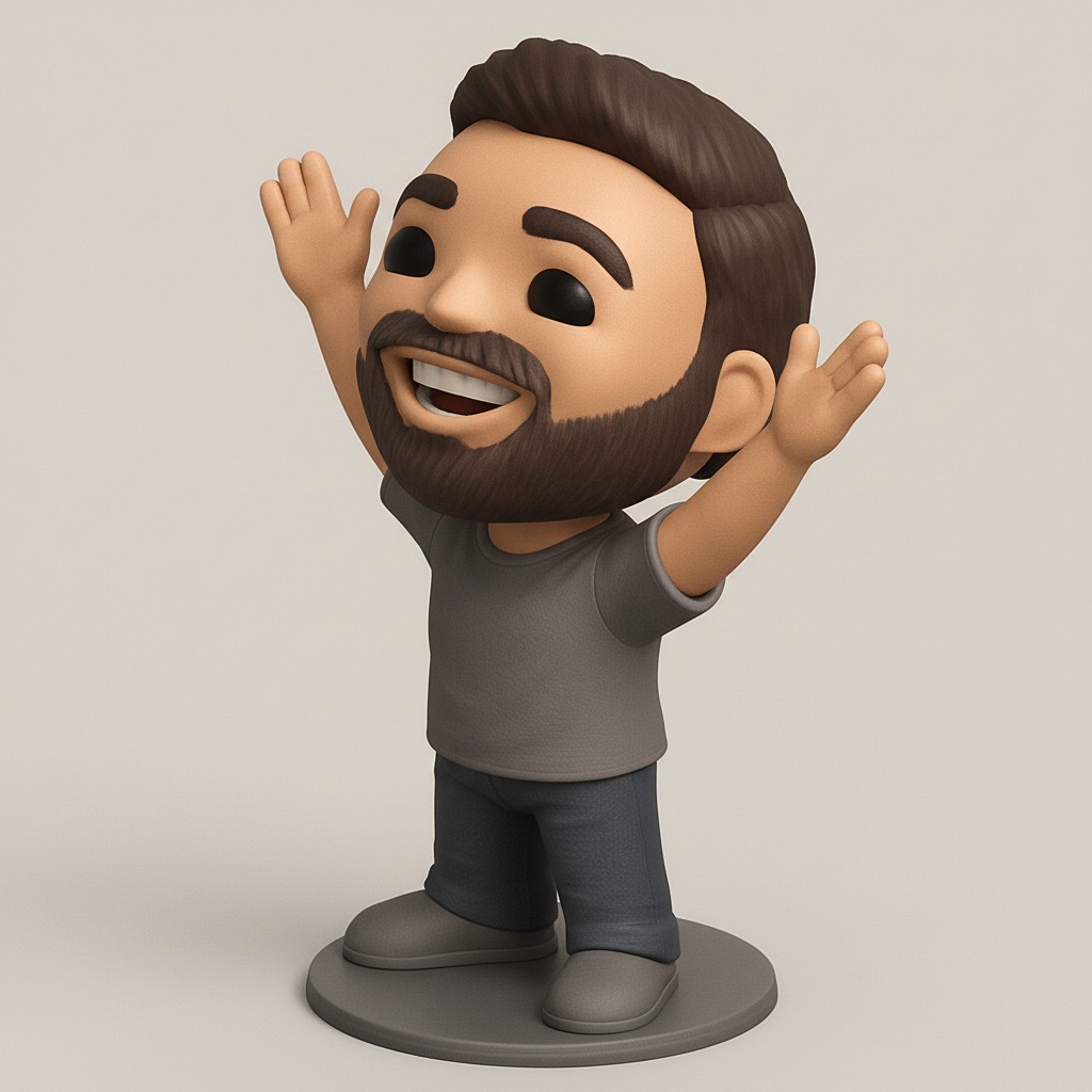 face to 3d model ai-3D portrait printing from photo_Joyful Enthusiast Figurine - Happy Desk Buddy!