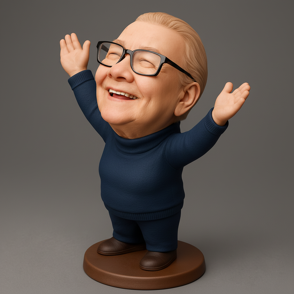 face to 3d model ai-3D portrait printing from photo_Spread Joy: Happy Senior Desk Figurine