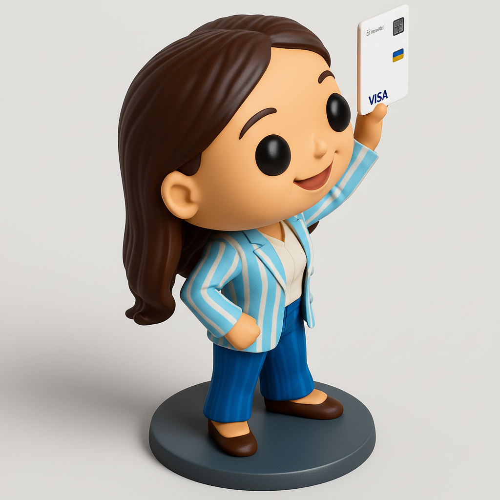 face to 3d model ai-3D portrait printing from photo_Stylish Businesswoman Figurine with Visa Card