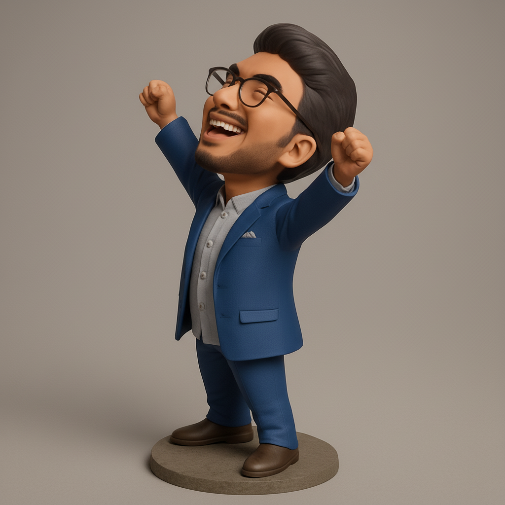 silhouette 3d printer maker-3d portrait printing_Victorious Business Man Figurine - Celebrate Success!