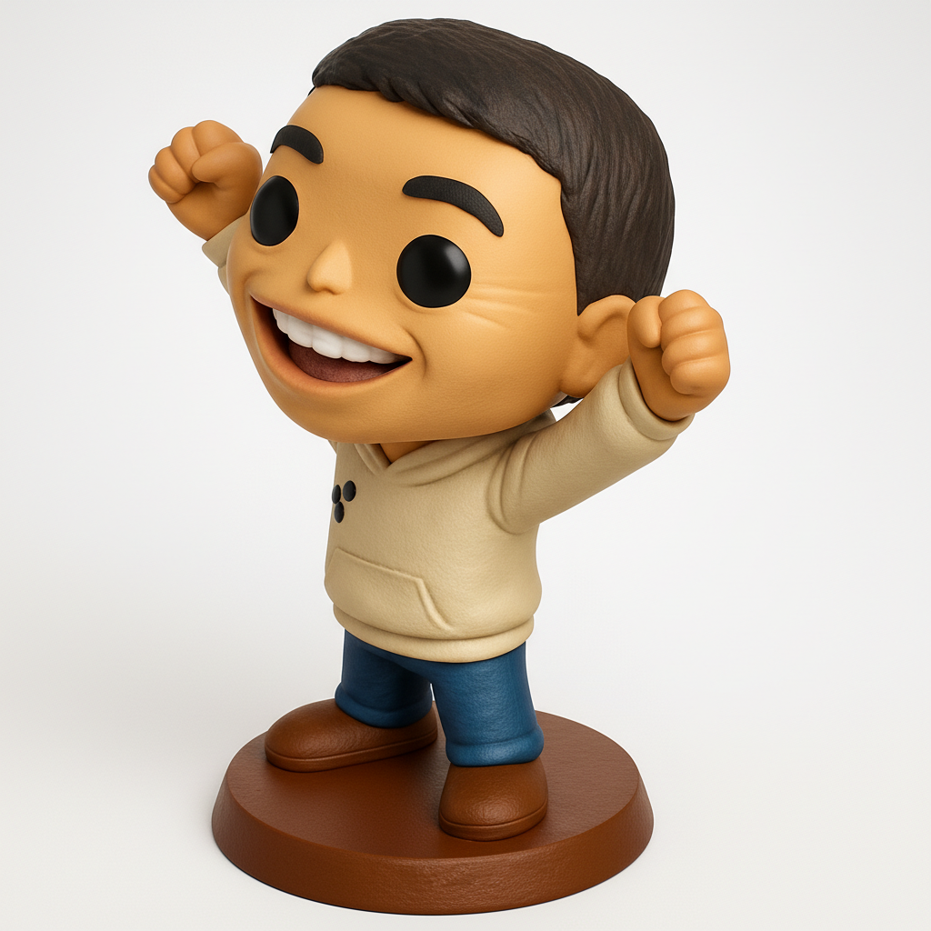 face to 3d model ai-3D portrait printing from photo_Triumphant Joy Pop-Style Figure: Celebrate Success!
