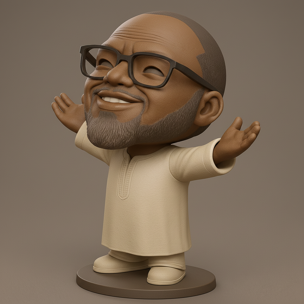 face to 3d model ai-3D portrait printing from photo_Embrace Joy: Welcoming Bearded Man Figurine