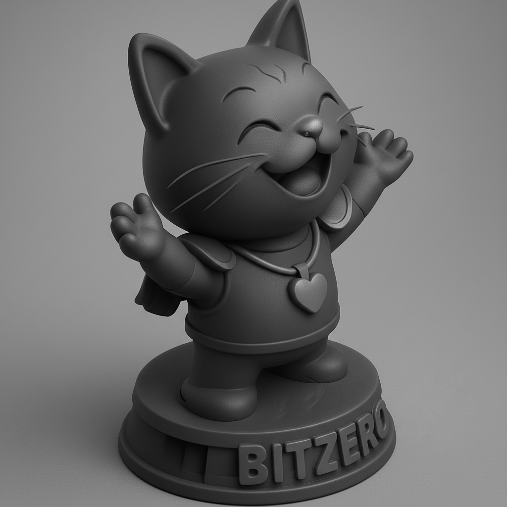 face anatomy 3d model-create 3d face model from photo_Embrace Joy: Happy Cat Bitzero Figurine 3D Model