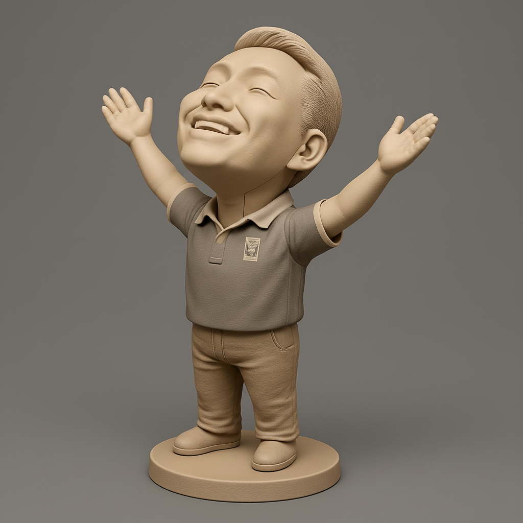 face anatomy 3d model-create 3d face model from photo_Happy Pose Celebration Bobblehead Figurine