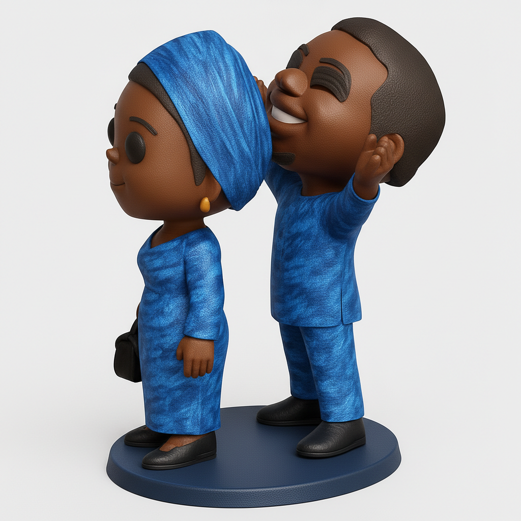 face anatomy 3d model-create 3d face model from photo_Joyful African Couple Figurines