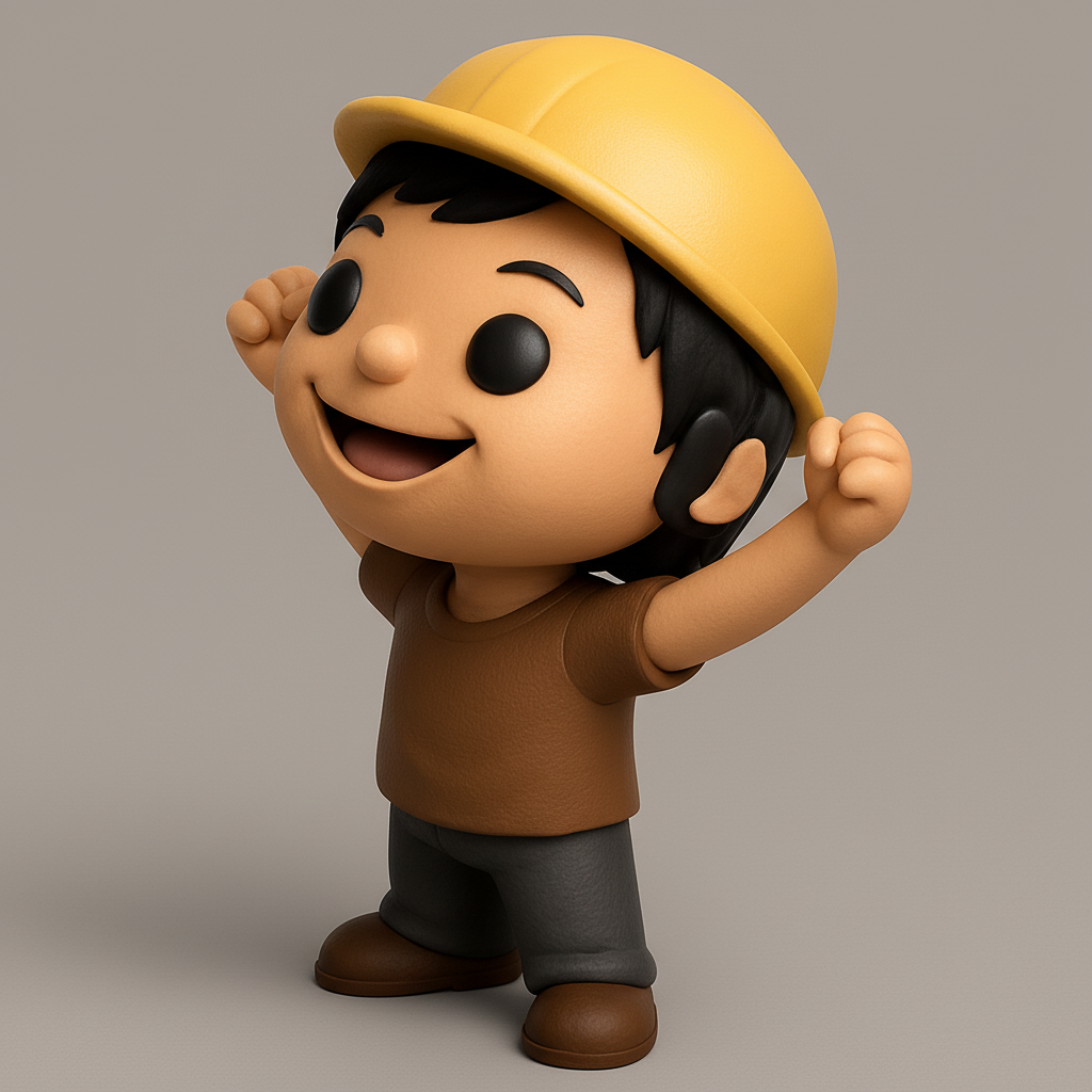 face anatomy 3d model-create 3d face model from photo_Cheering Hard Hat Chibi - Bring a Smile to Your Space!