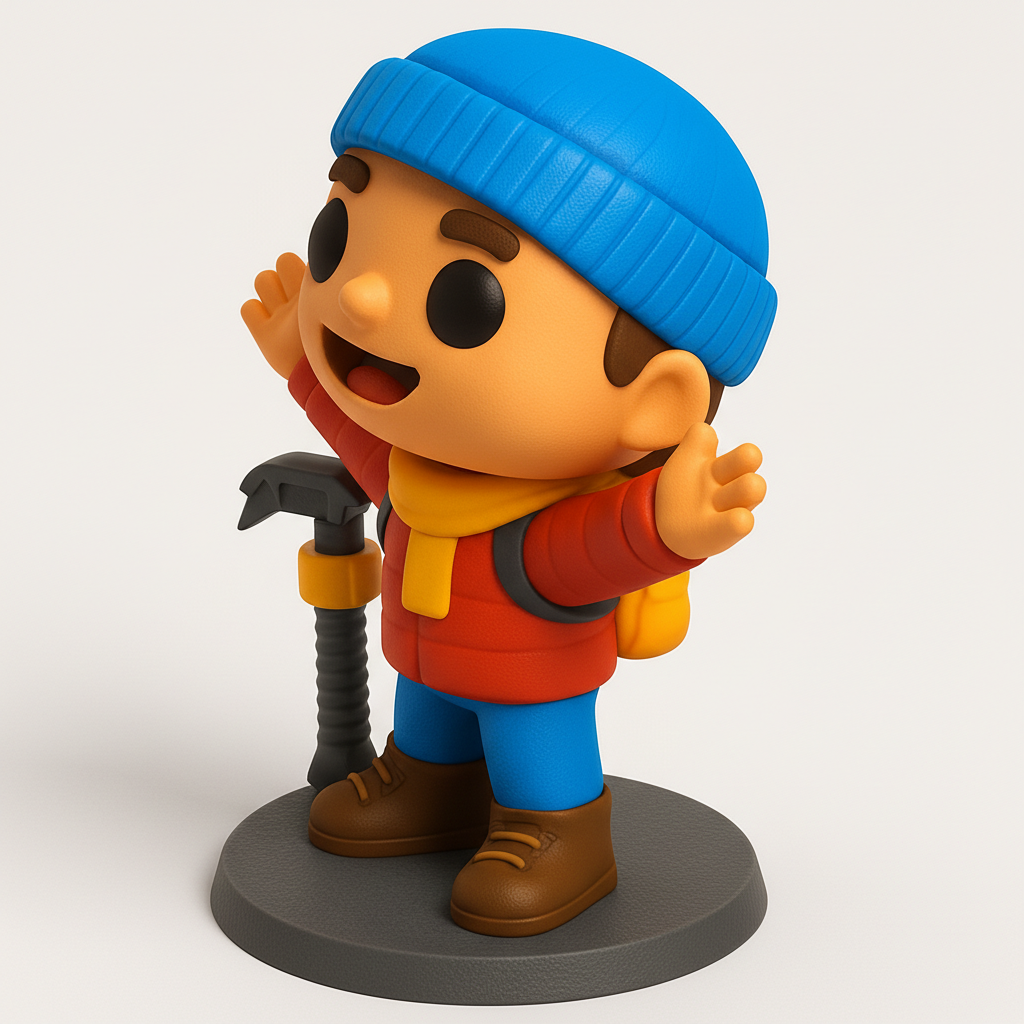 face anatomy 3d model-create 3d face model from photo_Joyful Winter Hiker Figure with Ice Axe