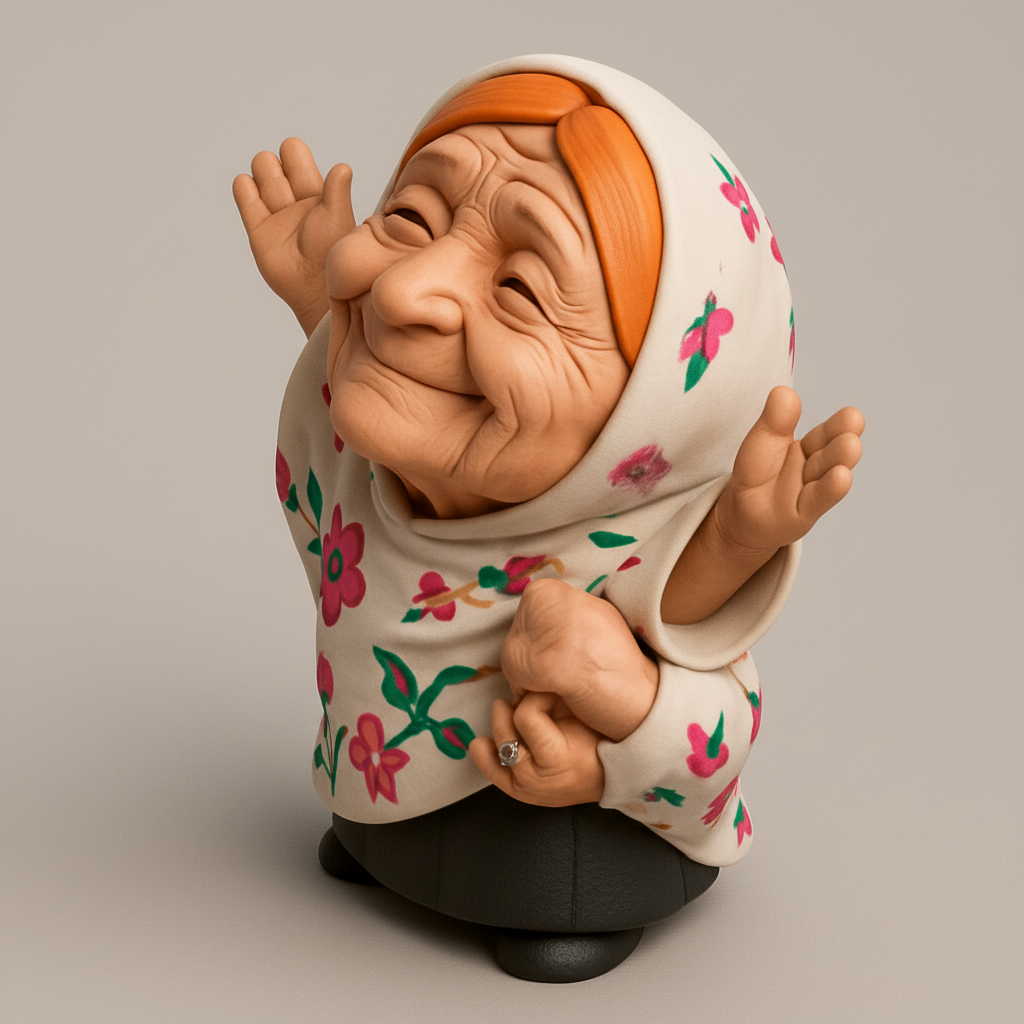 face to 3d model ai-3D portrait printing from photo_Happy Babushka Charm: Warmth & Joy for Your Shelf
