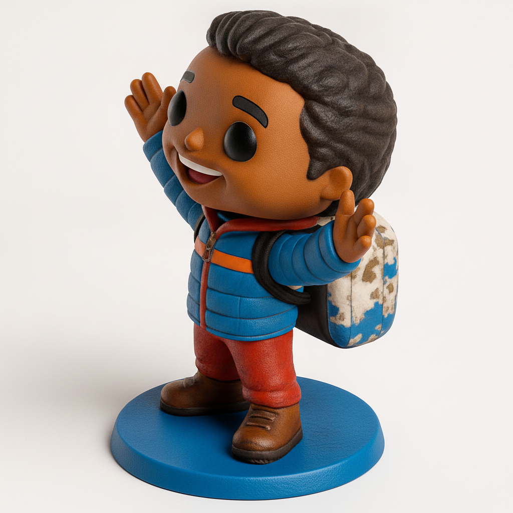 face to 3d model ai-3D portrait printing from photo_Cheerful Waving Boy Figurine - Fun Pop-Style Print