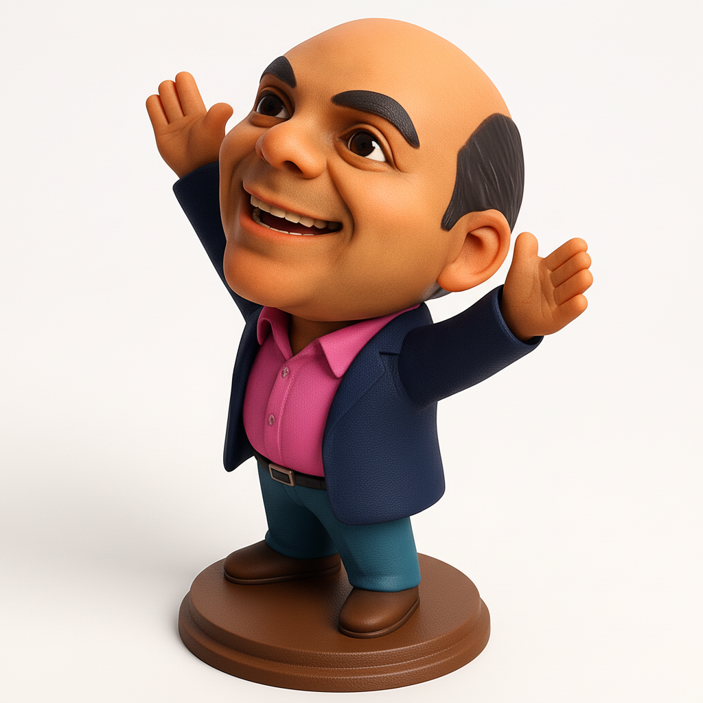 face anatomy 3d model-create 3d face model from photo_Happy Man Bobblehead - Good Vibes Desk Decor