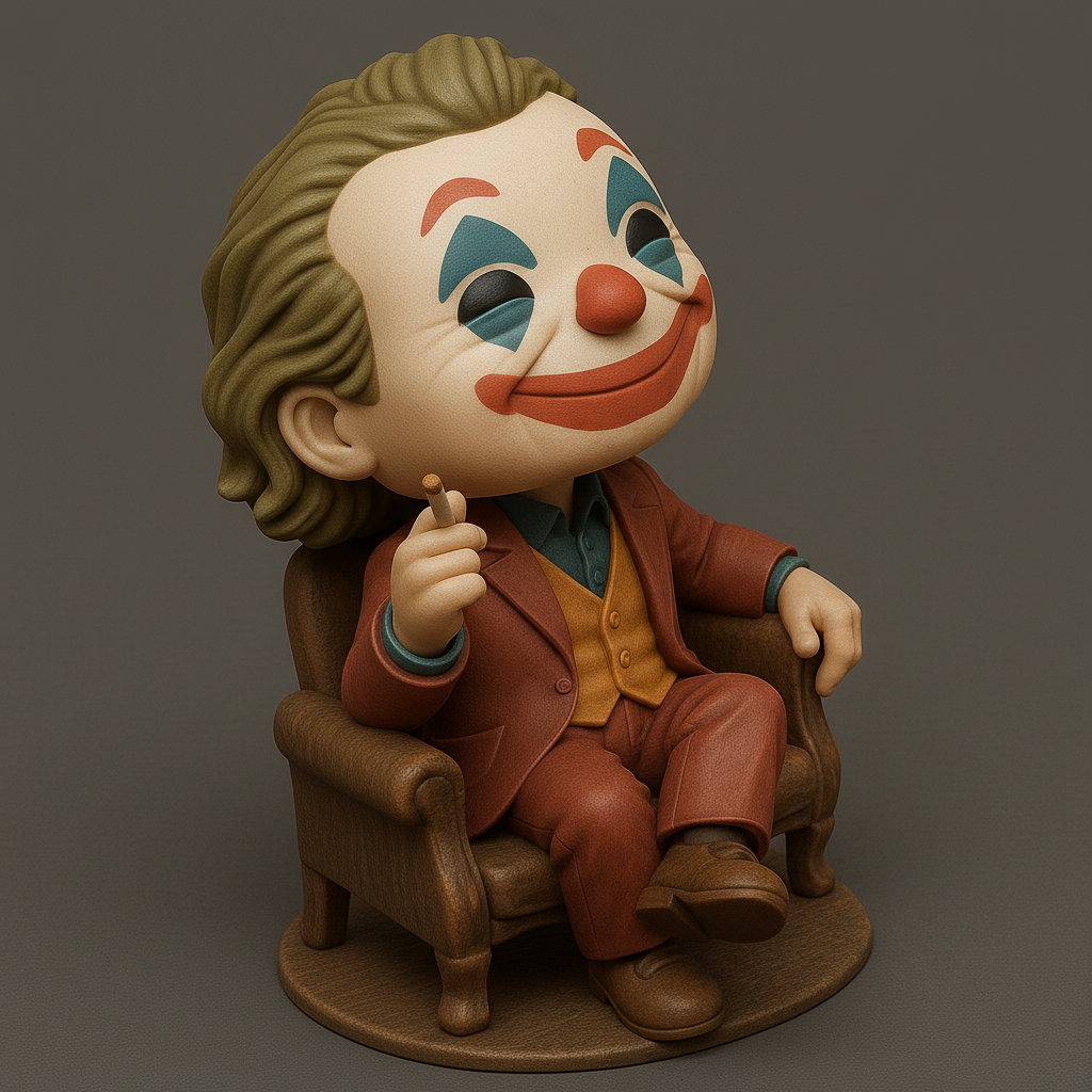 face to 3d model ai-3D portrait printing from photo_Whimsical Joker's Iconic Grin - Fun Chibi Desk Pal