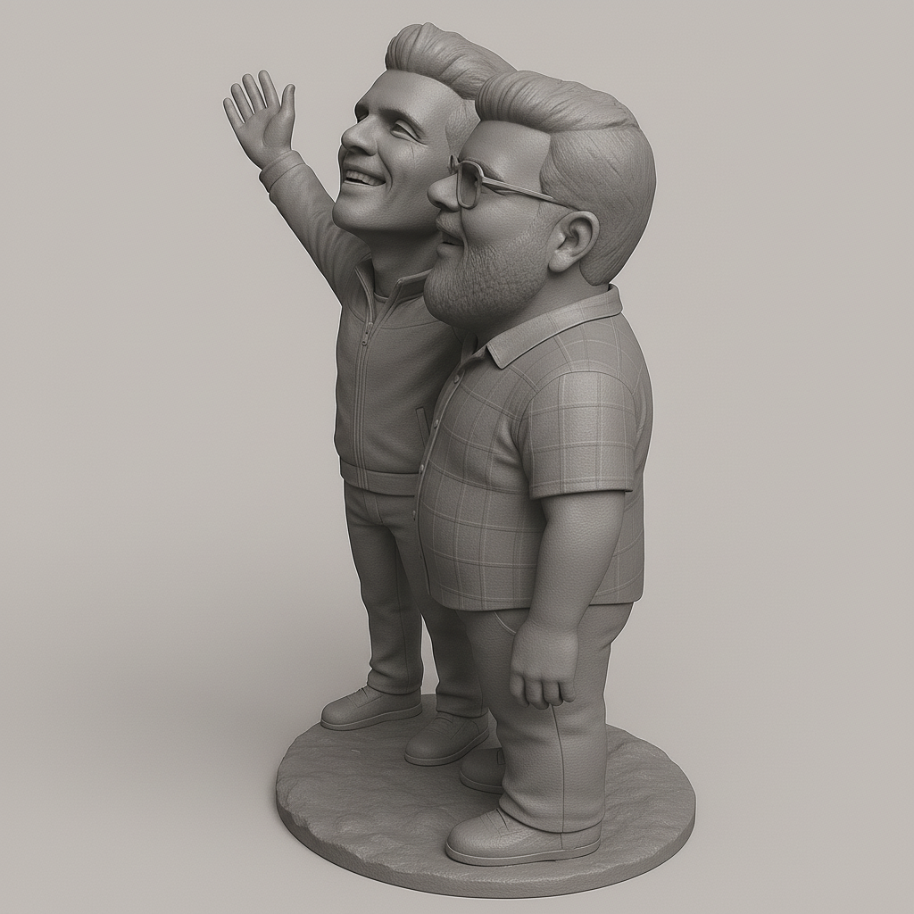 silhouette 3d printer maker-3d portrait printing_Cheerful Duo Figurine: Perfect for Any Collector!