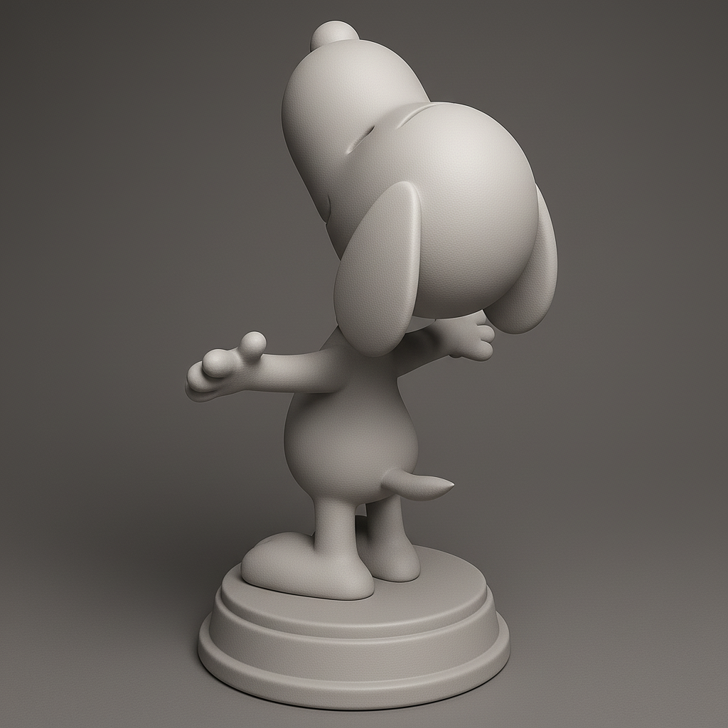 silhouette 3d printer maker-3d portrait printing_Joyful Cartoon Dog Figurine